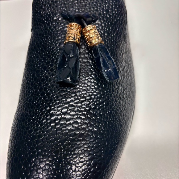 RARE | John Foster Black Pebble Grain Luxury Tassel Loafers | US 7.5 (EU 40) - Picture 5 of 5